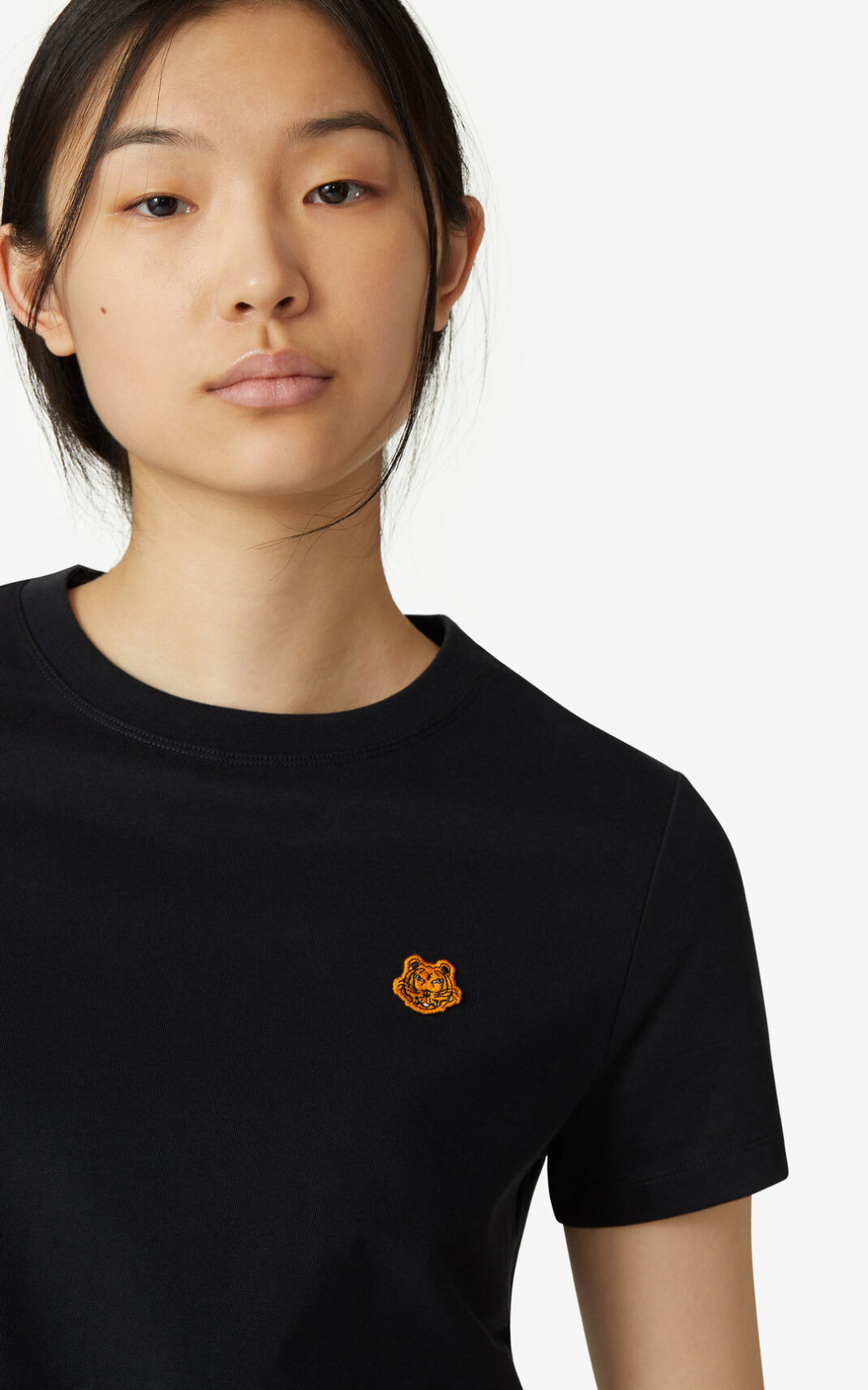 Kenzo Tiger Crest Camisetas Mujer Negras | 5728960-TN